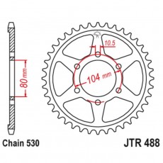 Звезда задняя ведомая JTR488 для мотоцикла стальная, цепь 530, 38 зубьев
