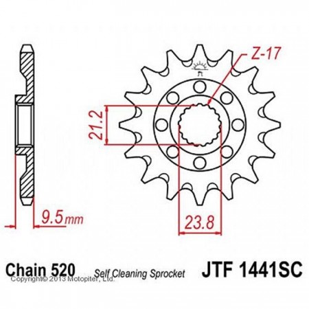 Звезда ведущая JT sprockets JTF1441-14SC, цепь 520, 14 зубьев