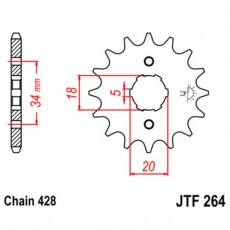 Звезда ведущая JTF264-16, F264-16, JT sprockets, цепь 428, 16 зубьев