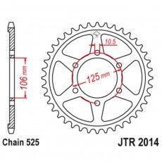 Звезда задняя, ведомая JTR2014 стальная, цепь 525, 50 зубьев