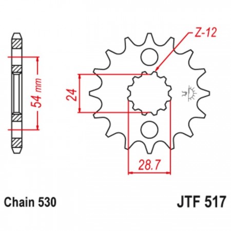 Звезда передняя, ведущая JTF517, стальная, цепь 530, 16 зубьев