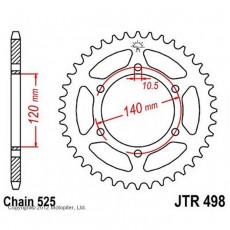 Звезда задняя ведомая JTR498 для мотоцикла стальная, цепь 525, 39 зубьев