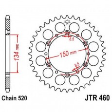 Звезда задняя (ведомая) JTR460 для мотоцикла стальная, цепь 520, 45 зубьев