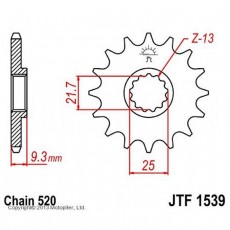 Звезда передняя, ведущая, JTF1539 для мотоцикла, стальная, цепь 520, 14 зубьев