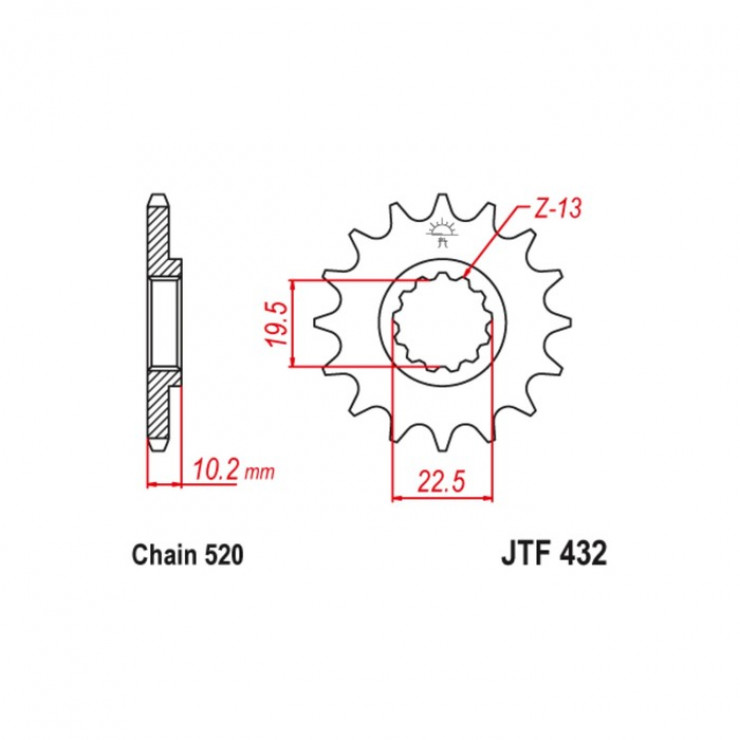 Звезда ведущая JT sprockets JTF432-13SC, цепь 520, 13 зубьев
