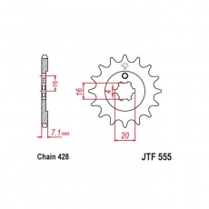 Звезда ведущая JT sprockets JTF555-13, цепь 428, 13 зубьев