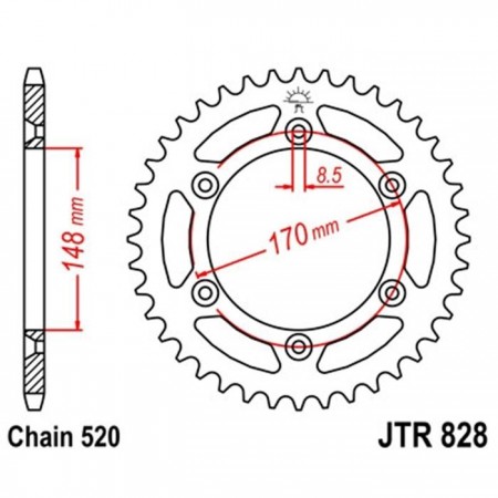 Звезда задняя, ведомая JTR828 стальная, цепь 520, 47 зубьев