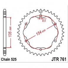 Звезда задняя ведомая стальная JTR761, цепь 525, 38 зубьев