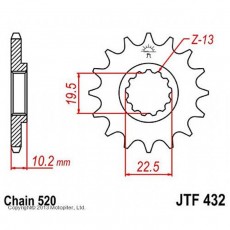 Звезда передняя (ведущая) JTF432 для мотоцикла, стальная, цепь 520, 11 зубьев