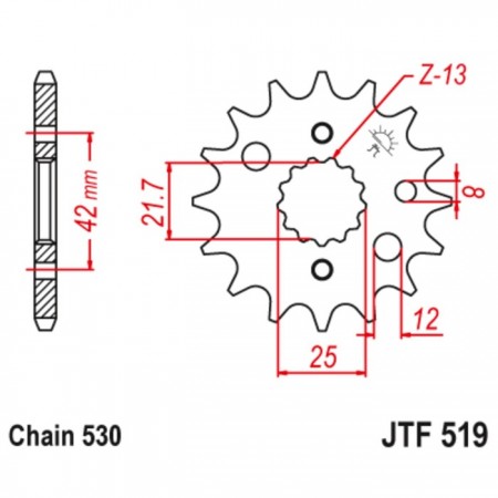 Звезда ведущая JT sprockets JTF519-17, цепь 530, 17 зубьев