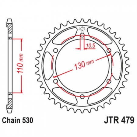 Звезда ведомая JT sprockets JTR479-39, цепь 530, 39 зубьев