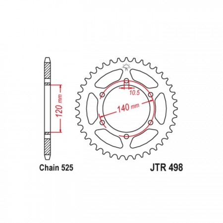 Звезда ведомая JT sprockets JTR498-38, цепь 525, 38 зубьев