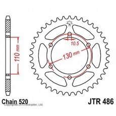 Звезда задняя, ведомая JTR486 стальная, цепь 520, 47 зубьев