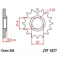 Звезда передняя ведущая JT 1577 для мотоцикла, стальная, цепь 520, 15 зубьев