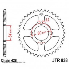 Звезда задняя, ведомая, JTR838 для мотоцикла стальная, цепь 428, 45 зубьев
