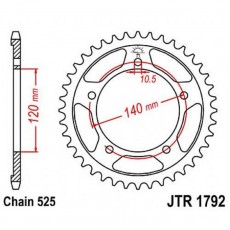 Звезда задняя, ведомая, JTR1792 для мотоцикла стальная, цепь 520, 42 зубья