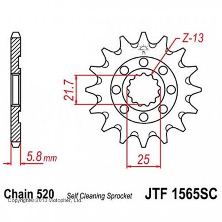 Звезда ведущая JTF1565-14SC, JT sprockets, цепь 520, 14 зубьев