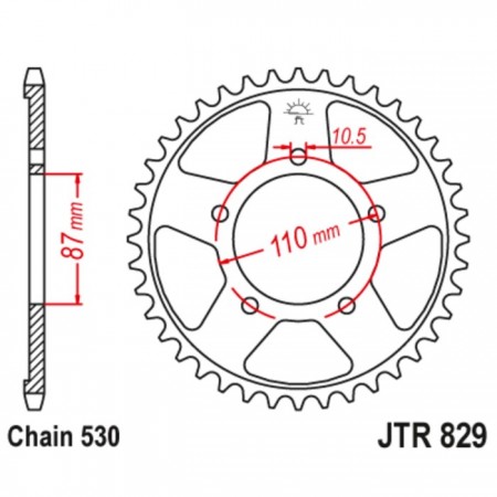 Звезда ведомая JT sprockets JTR829-43, цепь 530, 43 зубья