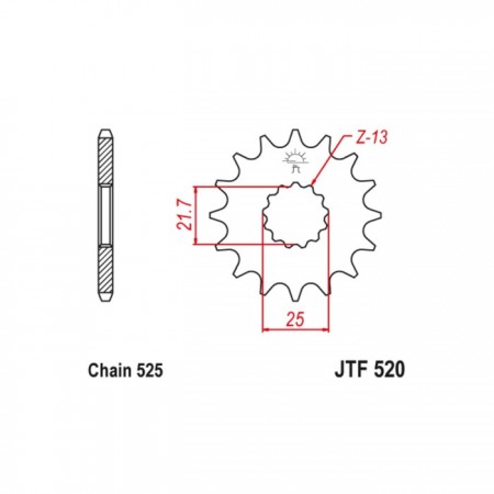 Звезда ведущая JT sprockets JTF520-17, цепь 525, 17 зубьев