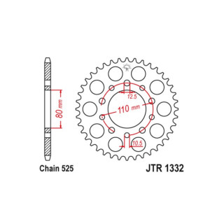 Звезда ведомая JT sprockets JTR1332-37, цепь 525, 37 зубьев