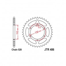 Звезда ведомая JT sprockets JTR486-43, цепь 520, 43 зубья