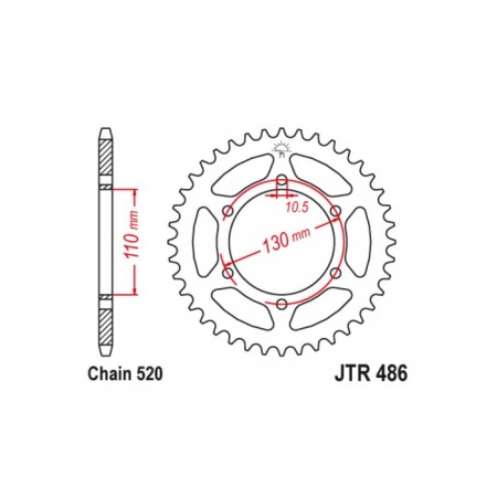 Звезда ведомая JT sprockets JTR486-43, цепь 520, 43 зубья