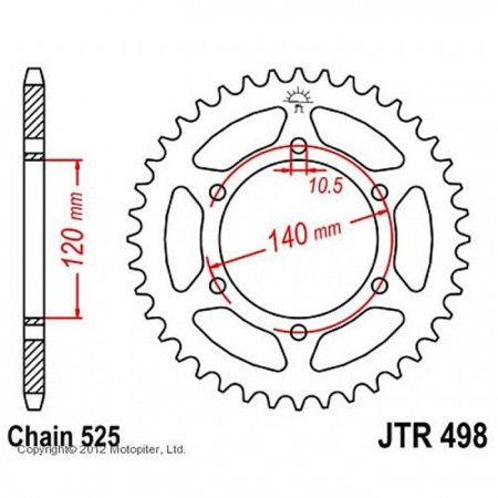 Звезда ведомая JT sprockets JTR498-46, цепь 525, 46 зубьев