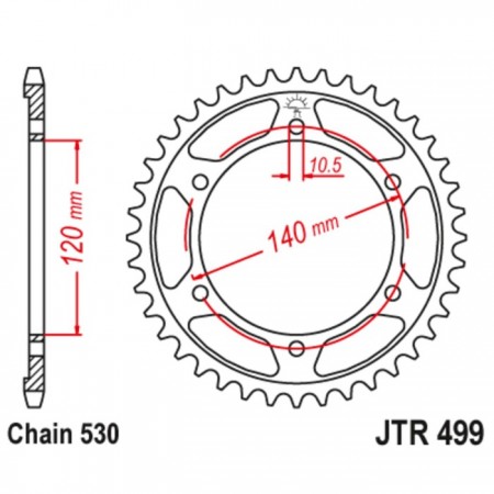 Звезда ведомая JT sprockets JTR499-39, цепь 530, 39 зубьев