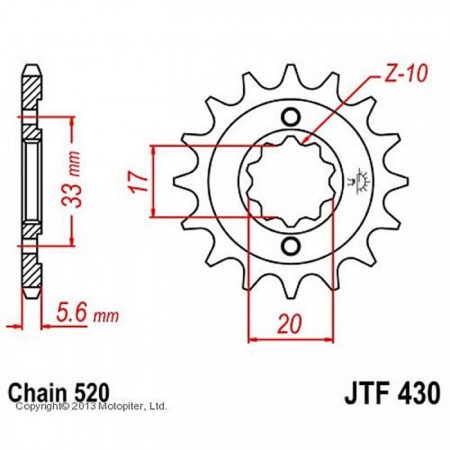 Звезда ведущая JTF430-14, F430-14, JT sprockets, цепь 520, 14 зубьев