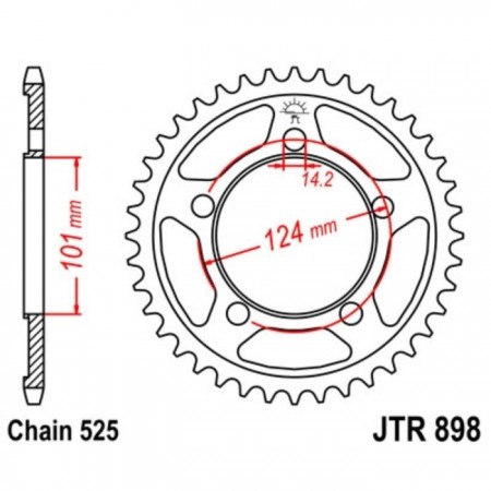 Звезда задняя, ведомая JTR898 стальная, цепь 525, 38 зубьев