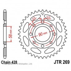Звезда задняя, ведомая JTR269 стальная, цепь 428, 46 зубьев
