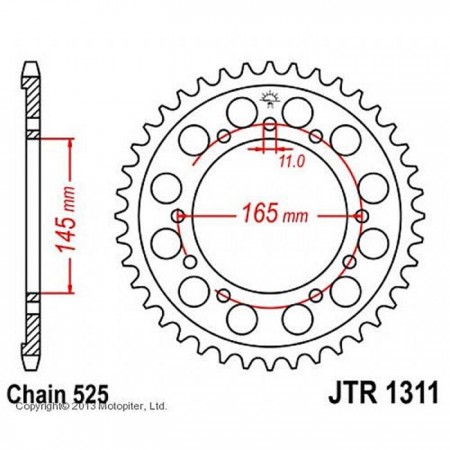 Звезда задняя, ведомая JTR1311 стальная, цепь 520, 45 зубьев