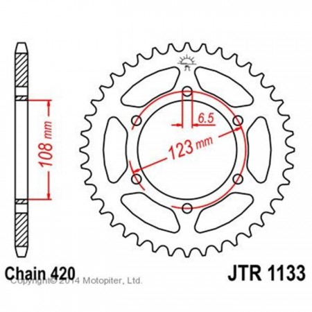 Звезда ведомая JT sprockets 1133.53, цепь 420, 53 зубья