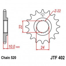 Звезда передняя ведущая JTF402 для мотоцикла, стальная, цепь 520, 14 зубьев
