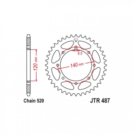 Звезда ведомая JT sprockets JTR487-46, цепь 520, 46 зубьев