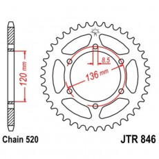 Звезда задняя, ведомая JTR846 стальная, цепь 520, 37 зубьев