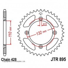 Звезда задняя ведомая JTR895 для мотоцикла стальная, цепь 428, 46 зубьев