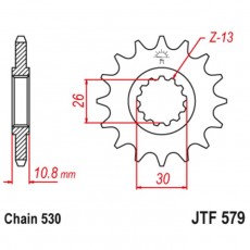 Звезда передняя, ведущая, JTF579 для мотоцикла, стальная, цепь 530, 18 зубьев