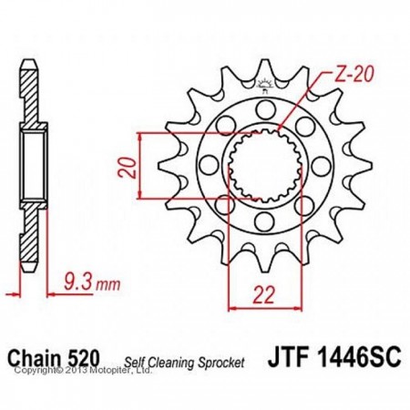 Звезда ведущая JT sprockets JTF1446-14SC, цепь 520, 14 зубьев