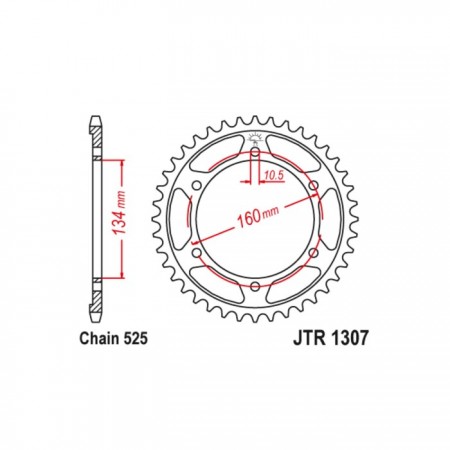 Звезда ведомая JT sprockets JTR1307-45, цепь 525, 45 зубьев