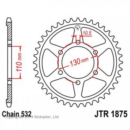 Звезда ведомая JT sprockets JTR1875-48, цепь 532, 48 зубьев