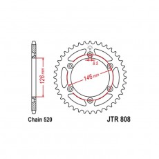 Звезда ведомая JT sprockets JTR808-43, цепь 520, 43 зубья