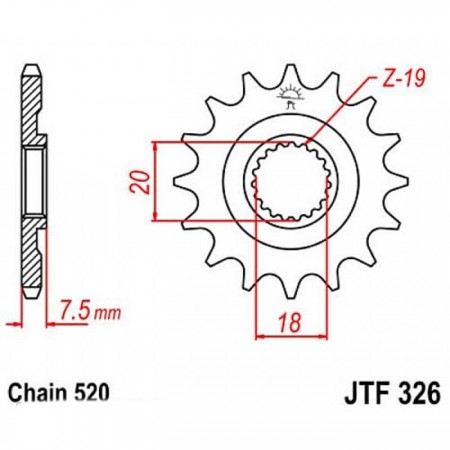 Звезда передняя, ведущая JTF326, стальная, цепь 520, 12 зубьев